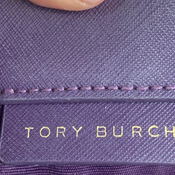 Tory Burch Leather York Buckle Tote Women's Purple Luxury Gold Tone Hardware - Picture 4 of 11